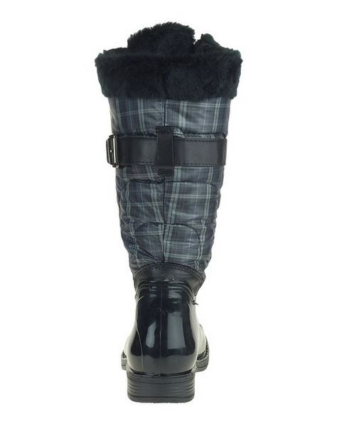 London Fog LORY II Women's Insulated Rain Boots with Faux Fur Trim - Black