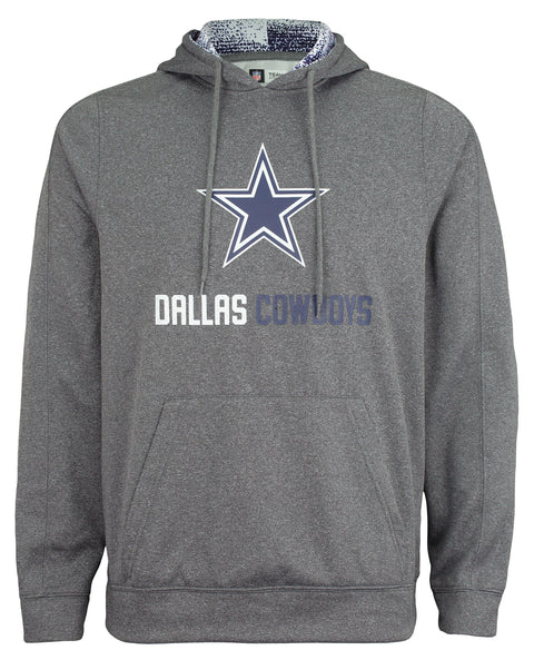 Zubaz NFL Men's Dallas Cowboys Fleece Hoodie, Heather Grey