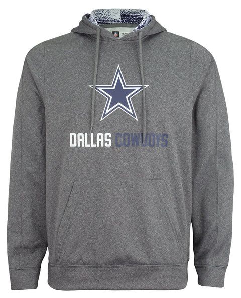 Zubaz NFL Men's Dallas Cowboys  Fleece Hoodie, Heather Grey