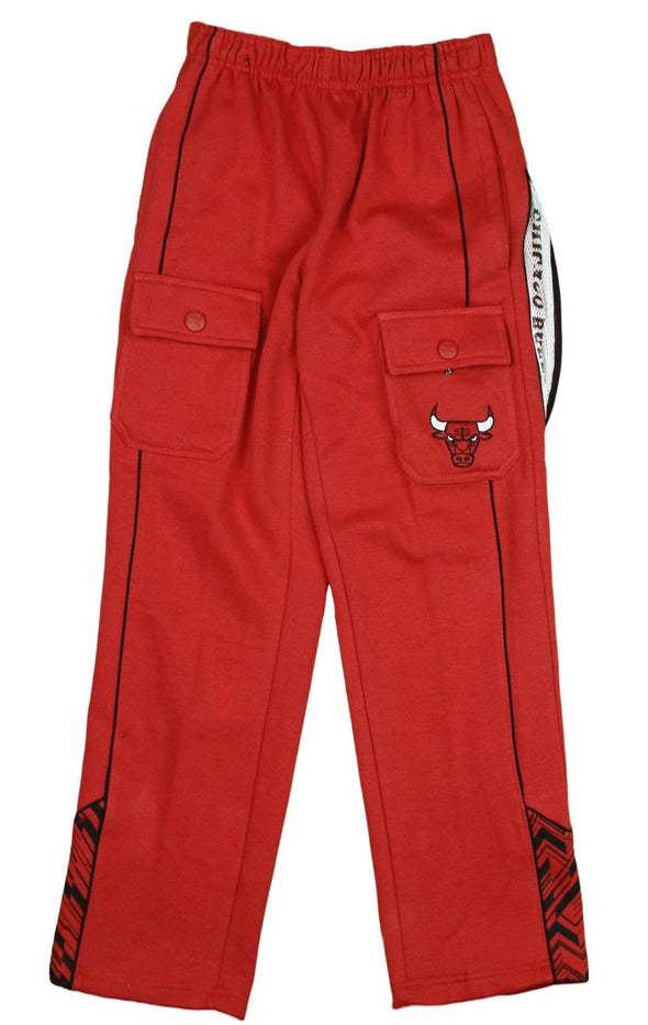 Zipway NBA Basketball Youth Chicago Bulls Cargo Comfy Fleece Pants, Red