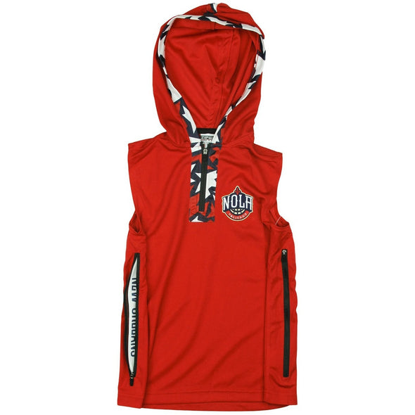 Zipway NBA Youth New Orleans Pelicans Dino 1/4 Zip Hooded Muscle Shirt, Red