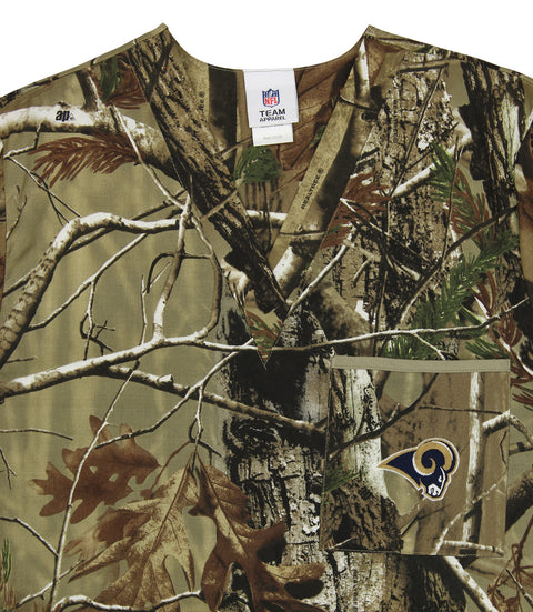 Fabrique Innovations NFL Unisex Los Angeles Rams Camo Team Logo Scrub Top