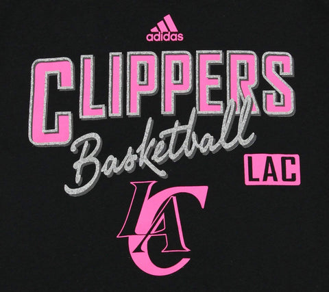 Adidas NBA Youth Girls Los Angeles Clippers Glitter Courtside Tee, Black