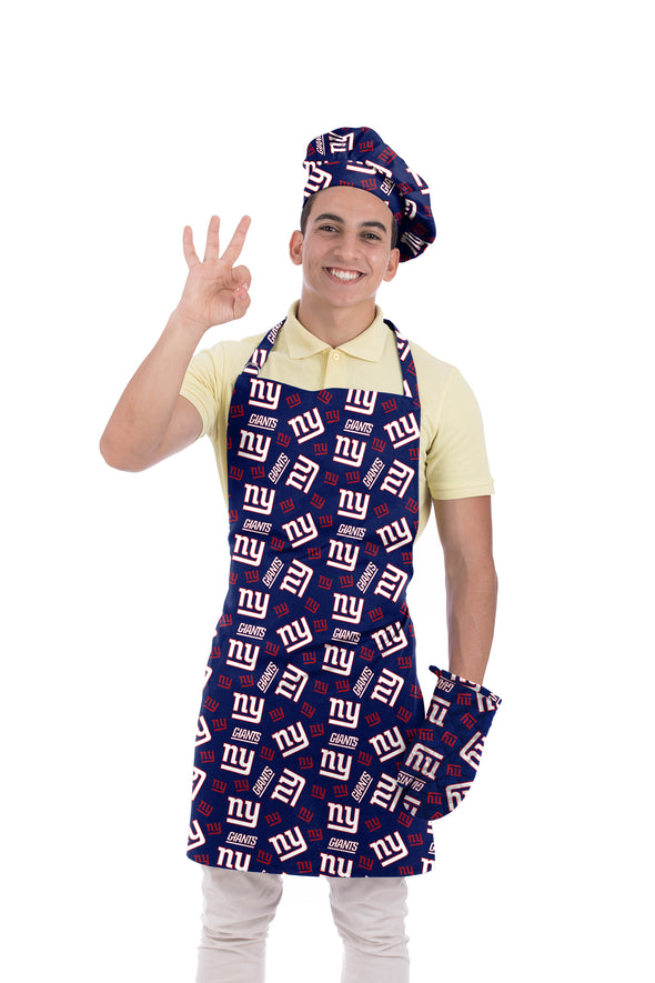 Northwest NFL Adult Unisex New York Giants Scatter Print 3 Piece Chef Set