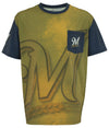 KLEW 2016 MLB Men's Milwaukee Brewers Cotton Poly Pocket Logo Tee T-shirt