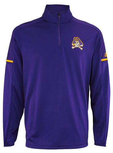 adidas NCAA Men's East Carolina Pirates Team Logo 1/4 Zip Pullover, Purple
