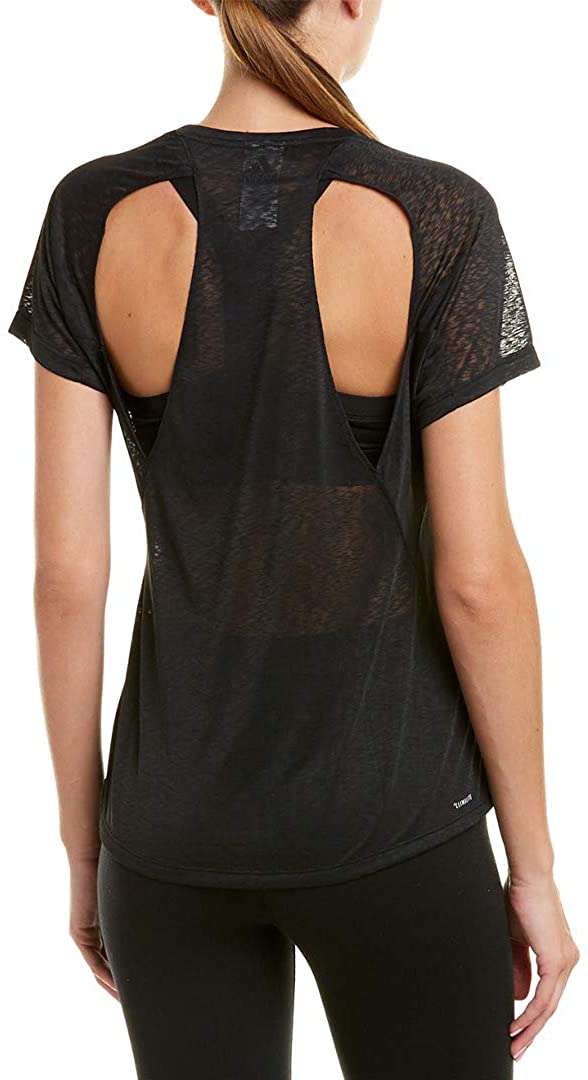 Adidas Women's Cutout Short Sleeve T-Shirt, Black, X-Small