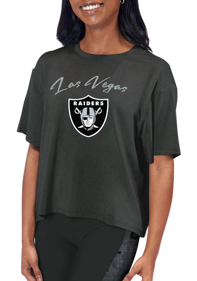Certo By Northwest NFL Women's Las Vegas Raiders Turnout Cropped T-Shirt
