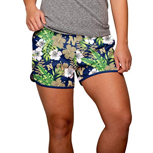 FOCO NCAA Women's Navy Midshipmen Tropical Breeze Floral Shorts