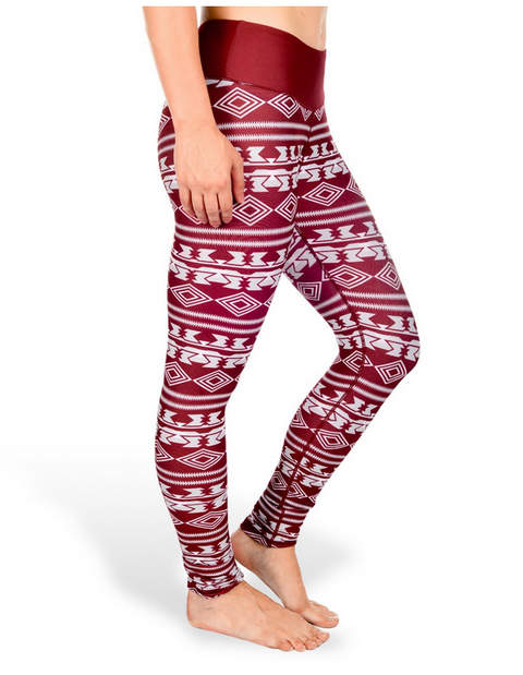 NCAA Women's Texas A&M Aggies Aztec Print Leggings, Maroon