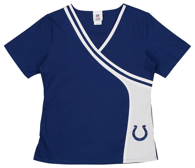 Fabrique Innovations NFL Women's Indianapolis Colts Wrap Scrub Top