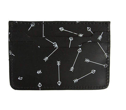 JD Fisk Men's Arrow Print Cardholder, Black/White