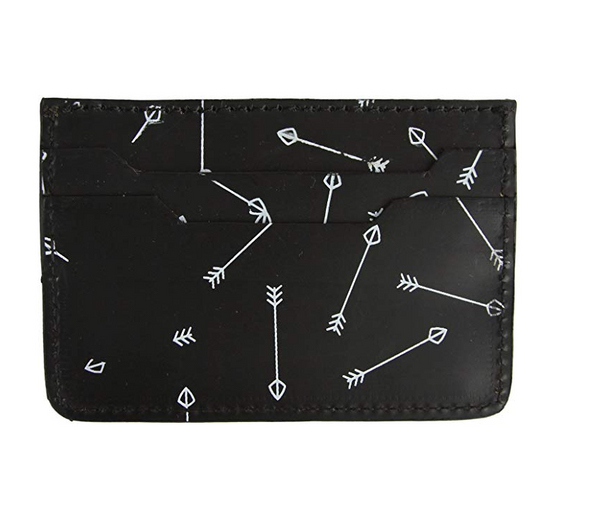 JD Fisk Men's Arrow Print Cardholder, Black/White