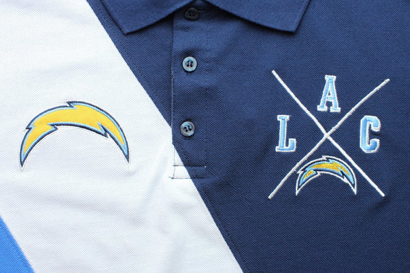 KLEW NFL Football Men's Los Angeles Chargers Rugby Diagonal Stripe Polo Shirt