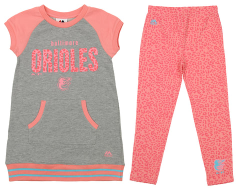 Outerstuff MLB Little Girls Baltimore Orioles Cheer Loud Legging Set, Pink