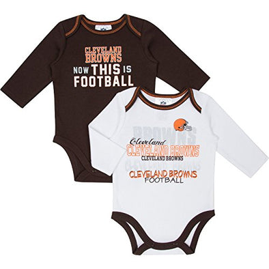 Gerber NFL Infant Baby Cleveland Browns Long Sleeve Bodysuits (2 Pack)