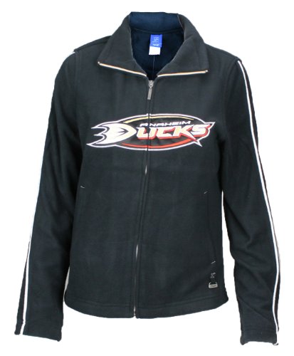Reebok NHL Women's Anaheim Ducks Fleece Zip Up Jacket, Black
