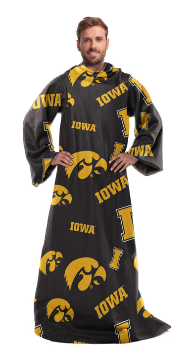 Northwest NCAA Iowa Hawkeyes Toss Silk Touch Comfy Throw with Sleeves 48" x 71"