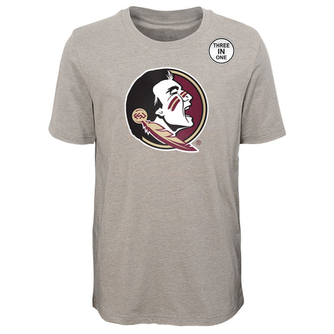 Outerstuff Florida State Seminoles NCAA Kids (4-7) Goal Line Stand 3 in 1 Combo Tee, Garnet / Grey