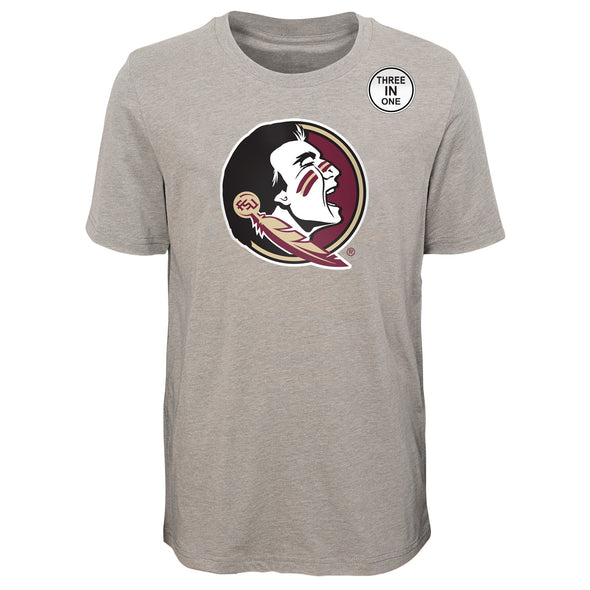 Outerstuff Florida State Seminoles NCAA Kids (4-7) Goal Line Stand 3 in 1 Combo Tee, Garnet / Grey
