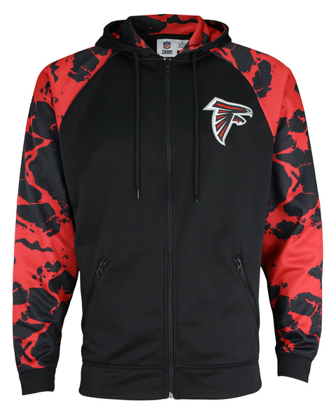 Zubaz NFL Men's Atlanta Falcons Full Zip Hoodie with Lava Sleeves