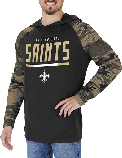 Zubaz New Orleans Saints NFL Men's Lightweight Hoodie with Team Camo Sleeves