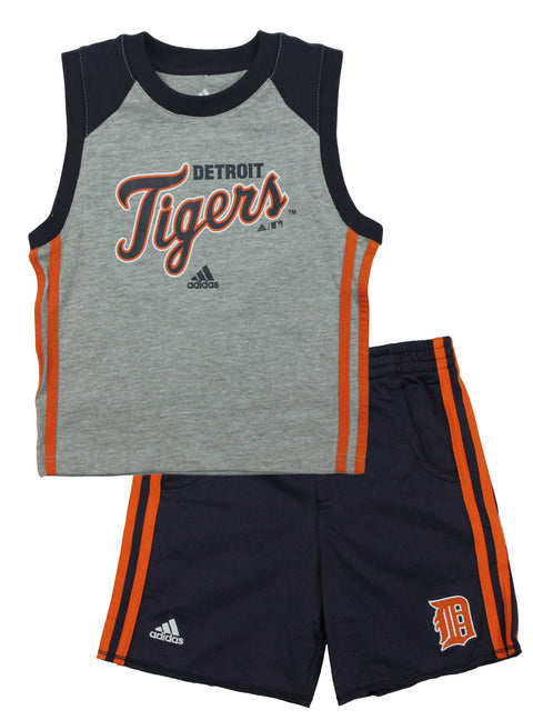 Adidas MLB Toddlers Detroit Tigers Sleeveless Top and Shorts Two Piece Set