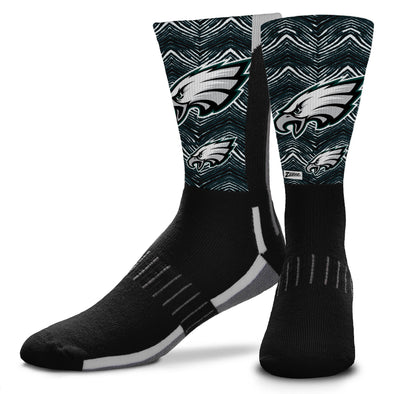 Zubaz X FBF NFL Adult Unisex Philadelphia Eagles Phenom Curve Crew Socks