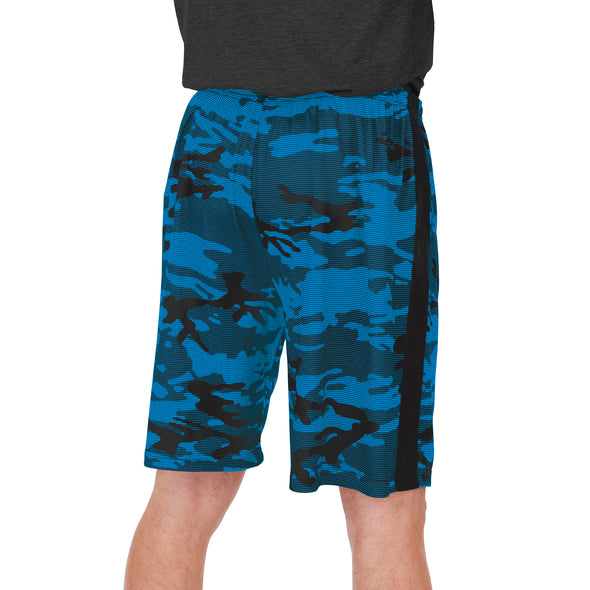 Zubaz Men's NFL Carolina Panthers Lightweight Camo Lines Shorts with Logo