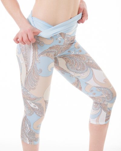 DJ Skins Women's Comfort Waist Power Paisley Capri, Blue/Tan