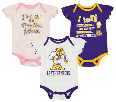 Outerstuff NCAA Infant Girls Western Illinois Leathernecks Three Piece Creeper Set