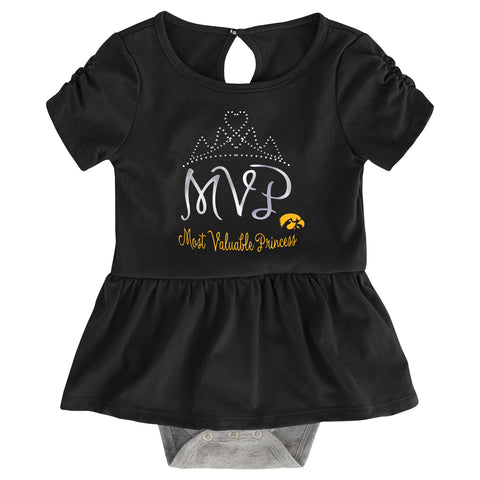 Outerstuff NCAA Infant Girls Iowa Hawkeyes MVP Creeper, Bib & Bootie Set