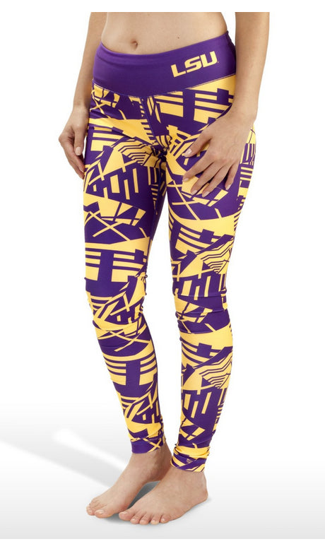 NCAA Women's LSU Tigers Geometric Print Leggings, Purple