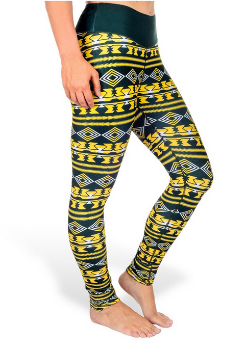 NCAA Women's Oregon Ducks Aztec Print Leggings, Green