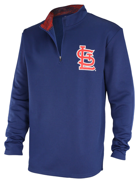 Zubaz MLB Baseball Men's St. Louis Cardinals Static Collar 1/4 Zip Fleece Pullover