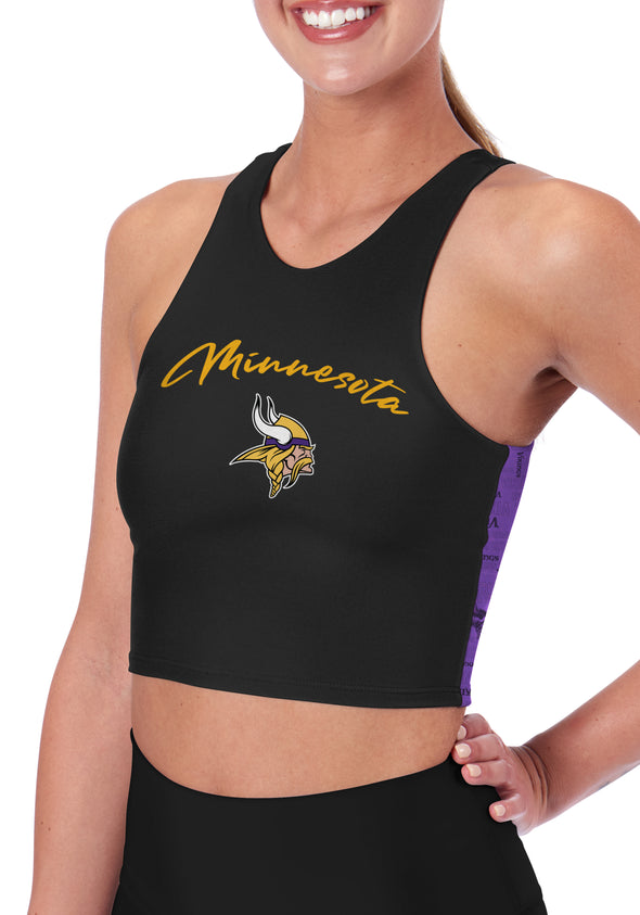 Certo By Northwest NFL Women's Minnesota Vikings Crosstown Midi Bra, Black