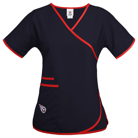 Fabrique Innovations NFL Women's Tennessee Titans Team Logo Wrap Scrub Top