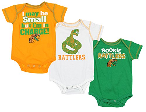 NCAA Infants Florida A&M Rattlers 3 Pack Creeper Bodysuit Set