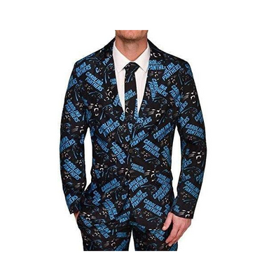 KLEW NFL Men's Carolina Panthers Repeat Logo Ugly Business Suit - 3 Piece Set