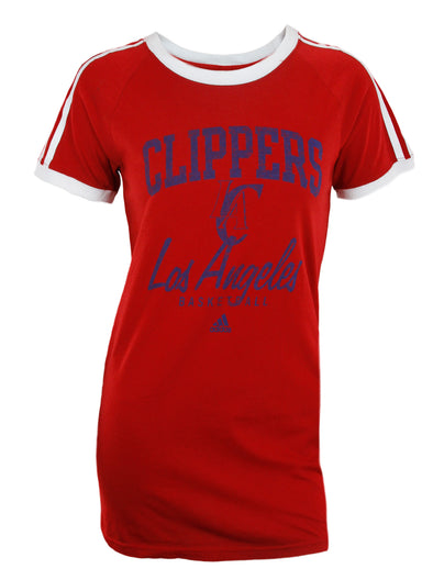 Adidas NBA Women's Los Angeles Clippers Short Sleeve Raglan Tee Shirt - Red