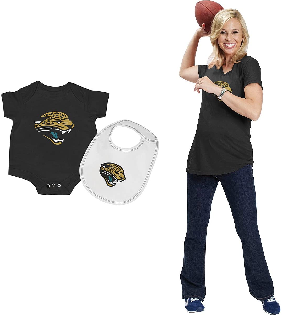 NFL Apparel Motherhood Womens Jacksonville Jaguars Maternity V-Neck T-Shirt  LRG