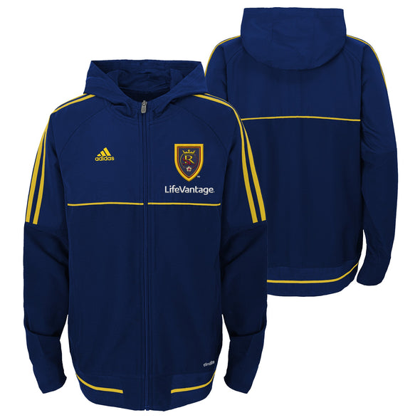 Adidas MLS Youth Boys Real Salt Lake Travel Zip Up Hoodie, Navy