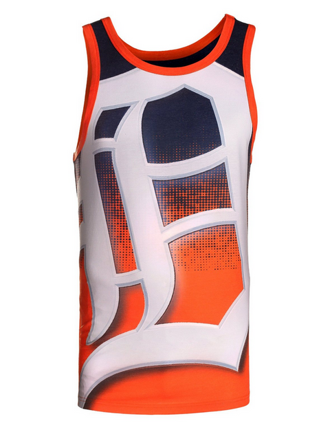 MLB Men's Detroit Tigers Big Logo Tank Top Shirt, Navy/Orange