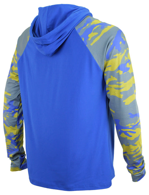 Zubaz NFL Men's Los Angeles Rams Team Color Block 1/4 Zip Hoodie W/ Camo Lines