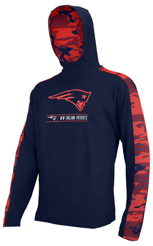 Zubaz NFL Men's New England Patriots Team Color Block 1/4 Camo Lines Zip Hoodie