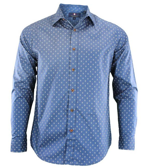 Argyle Culture Men's Long Sleeve Button Up Shirt, Blue