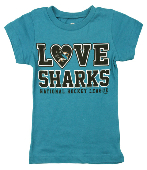 NHL Hockey Toddler Girls San Jose Sharks Love Shirt - Teal