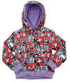 Paul Frank Youth Girls Julius Comic Strip Zip Up Hoodie Sweatshirt, Violet