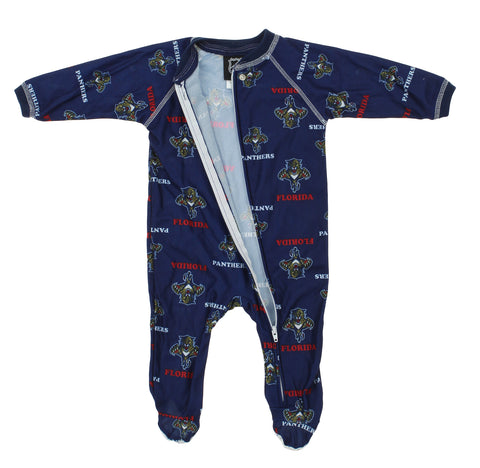 NHL Infants Florida Panthers Full Zip Raglan Logo Print Coverall, Navy