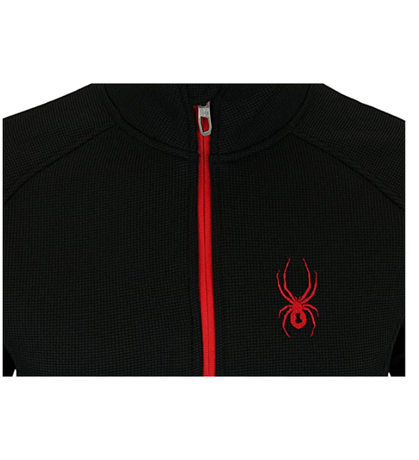 Spyder Men's Constant Full Zip Sweater, Black/Red